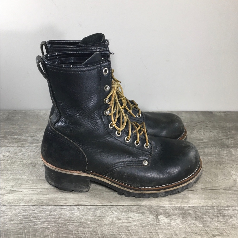Gorilla Shoe Steel Toe Black Leather Work Workwear Logger Men's Boots Size 6